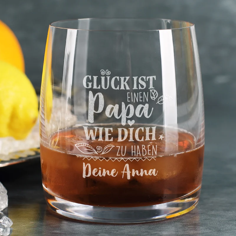 Glück ist, einen Papa wie dich zu haben - Whiskeyglas mit Wunschtext