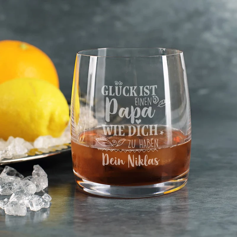 Glück ist, einen Papa wie dich zu haben - Whiskeyglas mit Wunschtext