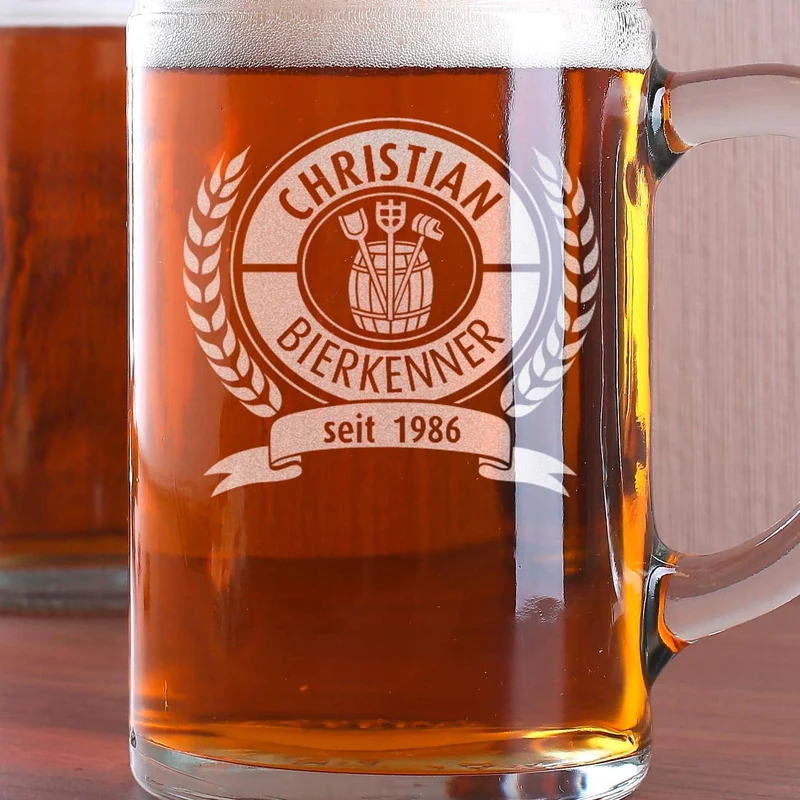 Maßkrug mit Gravur 1L für Bierkenner