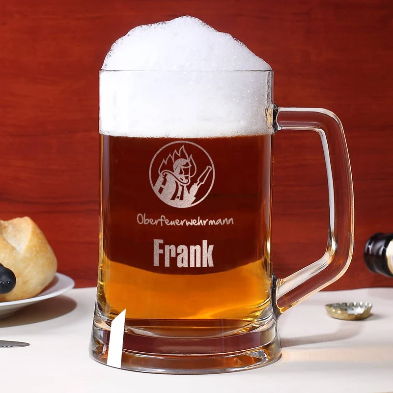 Personalisiertes Bierglas für Feuerwehrmänner