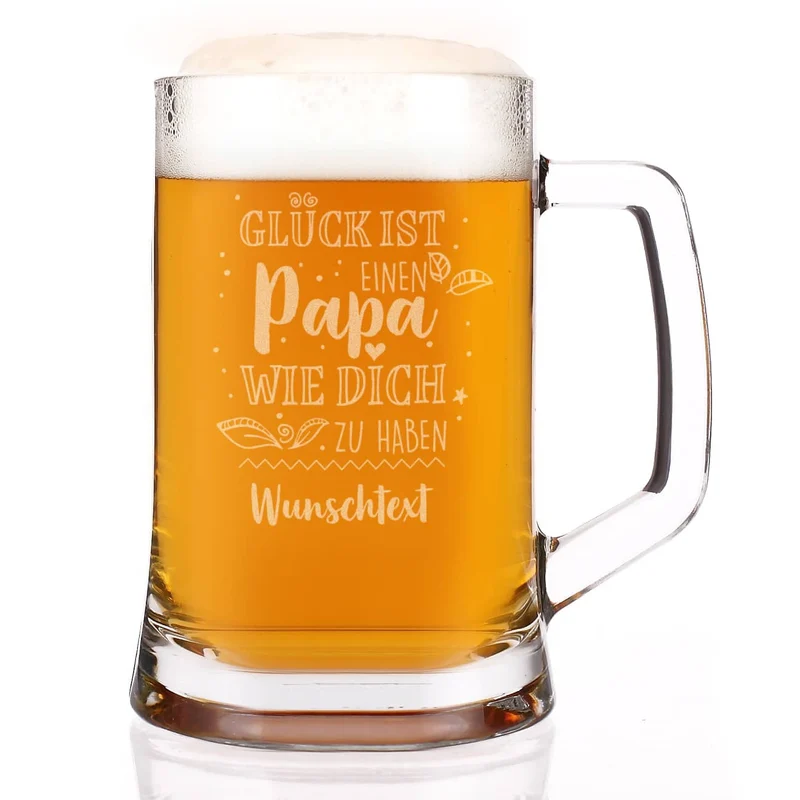 Glück ist, einen Papa wie dich zu haben - Bierkrug mit Gravur