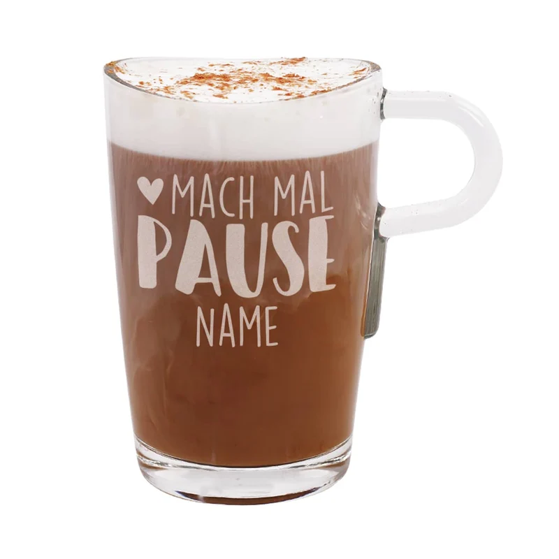 Mach mal Pause - großes Trinkglas mit Namensgravur