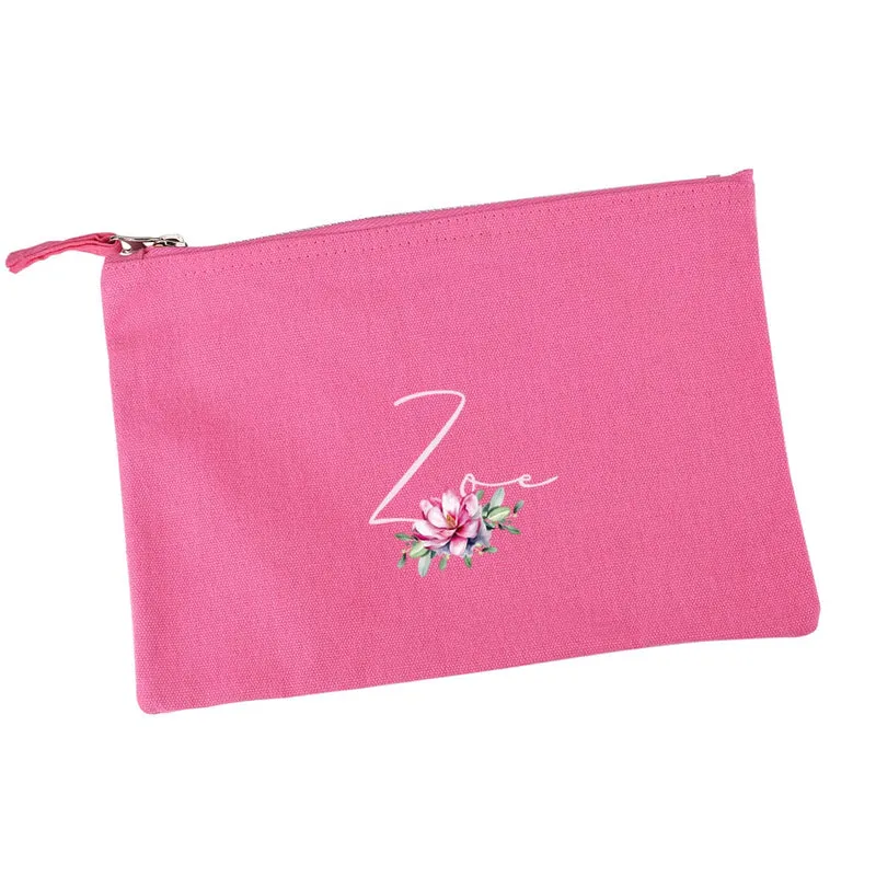 Beautycase mit Magnolienblüte und Name
