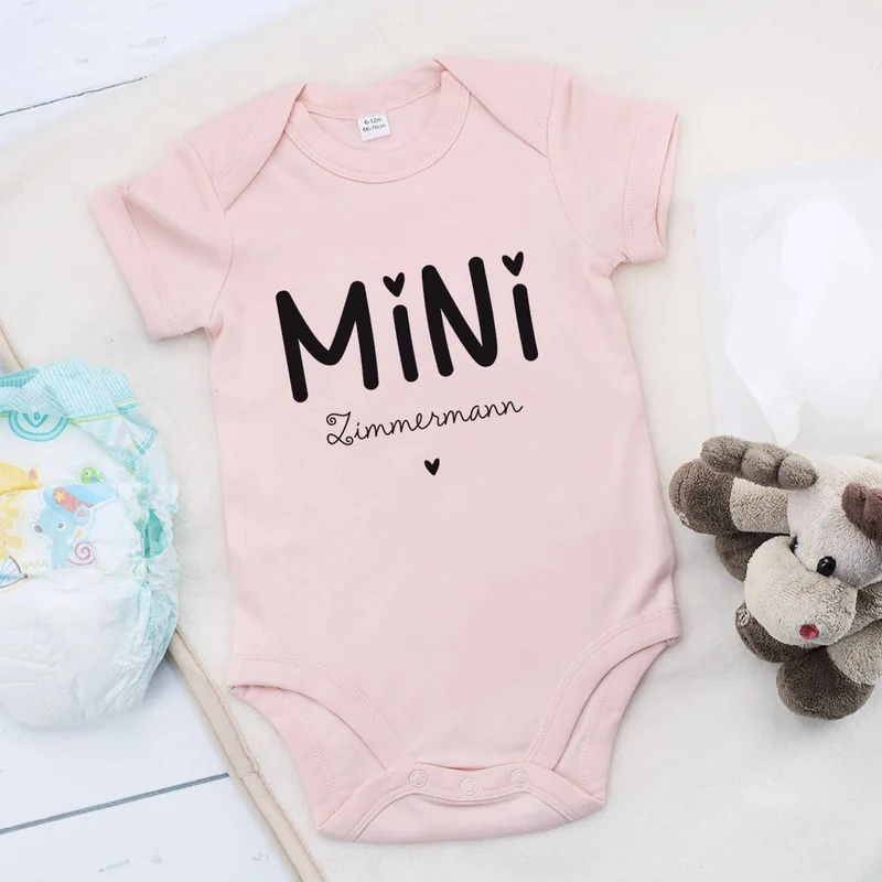 Babybody in rosa mit Name für MINI - Mädchen