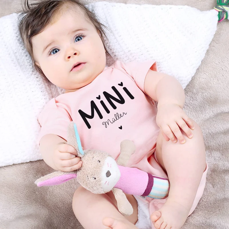 Babybody in rosa mit Name für MINI - Mädchen