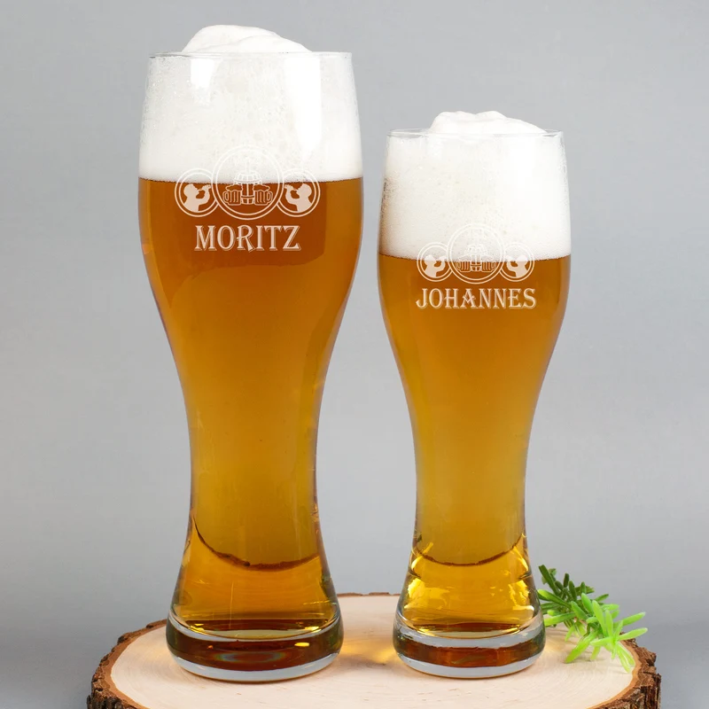 Leonardo Weizenbierglas mit Wunschnamen in zwei Größen