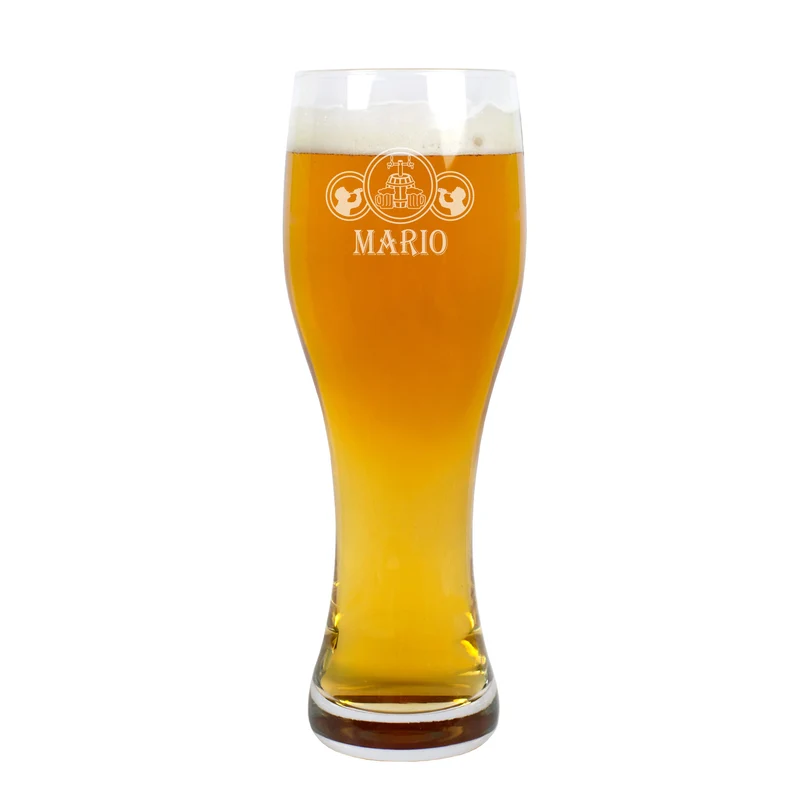Leonardo Weizenbierglas mit Wunschnamen in zwei Größen