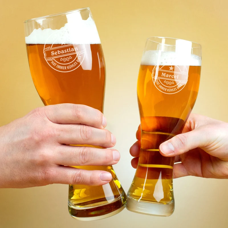 Weizenbierglas von Leonardo mit Wunschnamen - Zum Wohl - 2 Größen wählbar