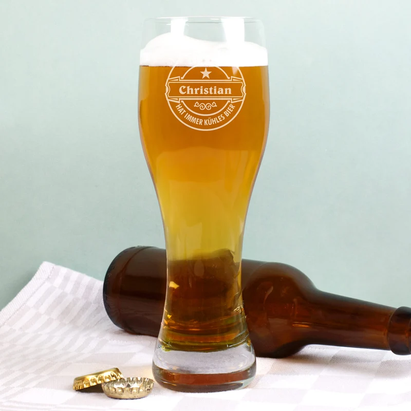 Weizenbierglas von Leonardo mit Wunschnamen - Zum Wohl - 2 Größen wählbar