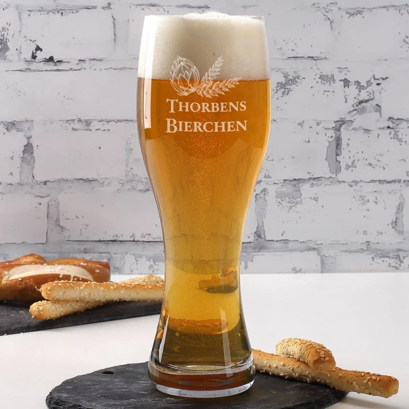 Weizenglas Bierchen mit Ihrem Wunschnamen in zwei Größen