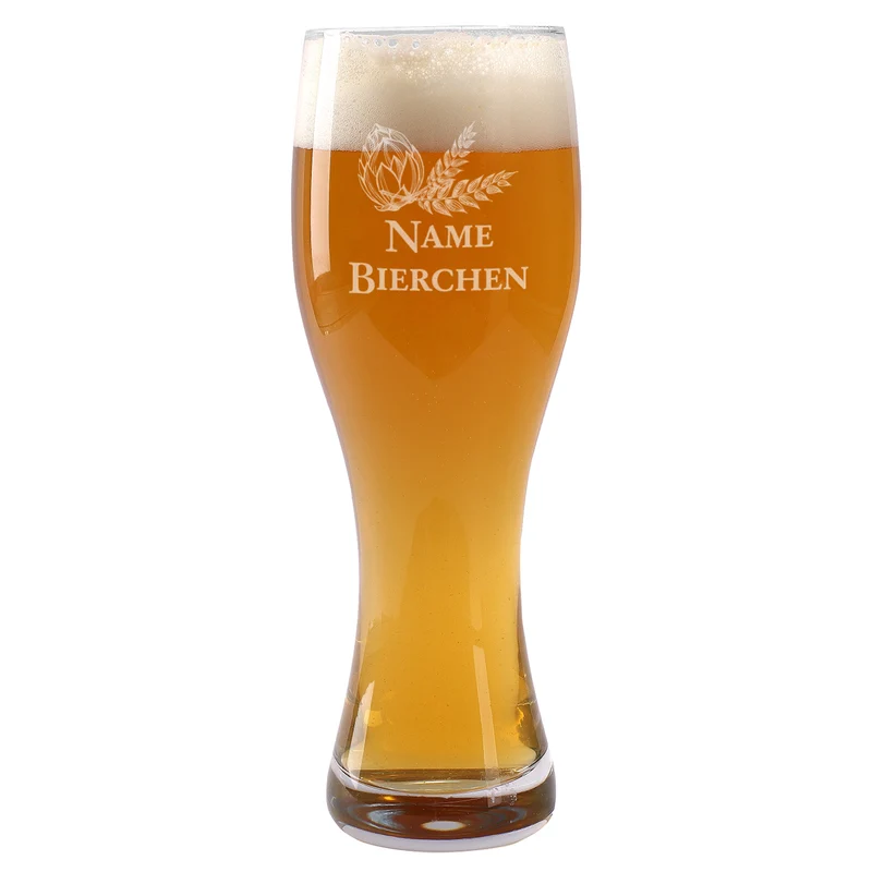 Weizenglas Bierchen mit Ihrem Wunschnamen in zwei Größen
