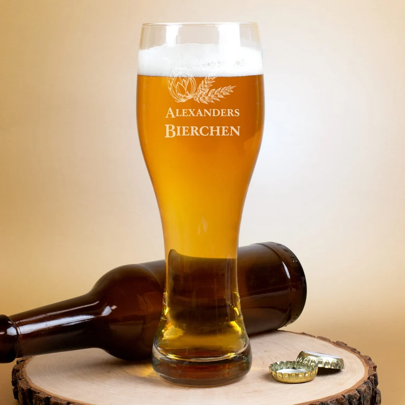 Weizenglas Bierchen mit Ihrem Wunschnamen in zwei Größen