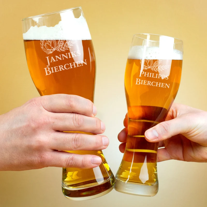 Weizenglas Bierchen mit Ihrem Wunschnamen in zwei Größen