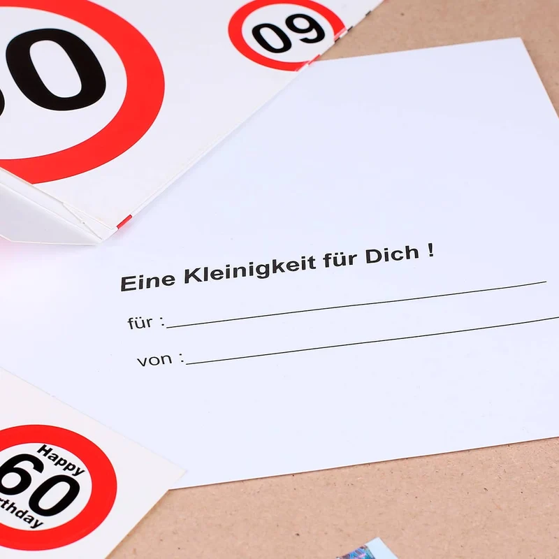 Geldgeschenk mit Verkehrszeichenmotiv zum 60. Geburtstag