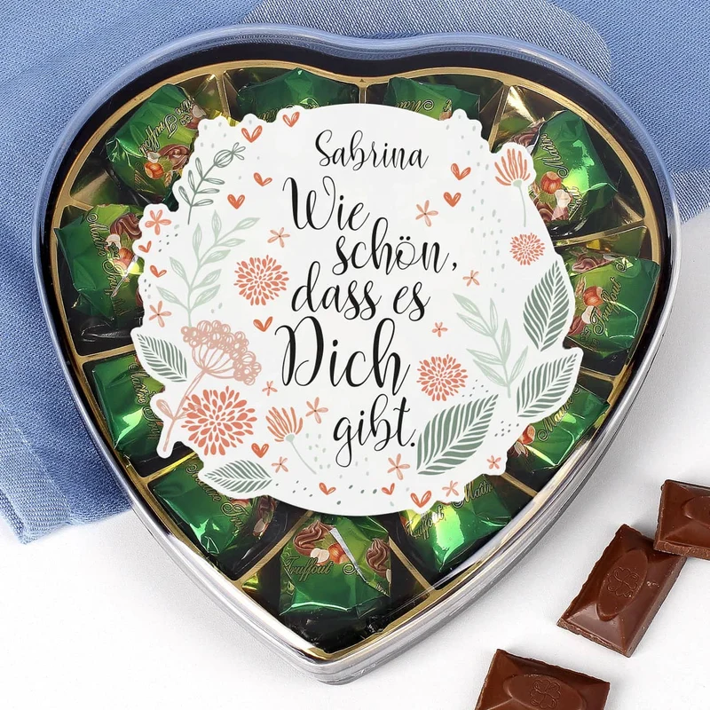 Pralinenherz - Wie schön, dass es Dich gibt - mit Name