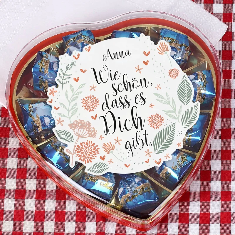 Pralinenherz - Wie schön, dass es Dich gibt - mit Name