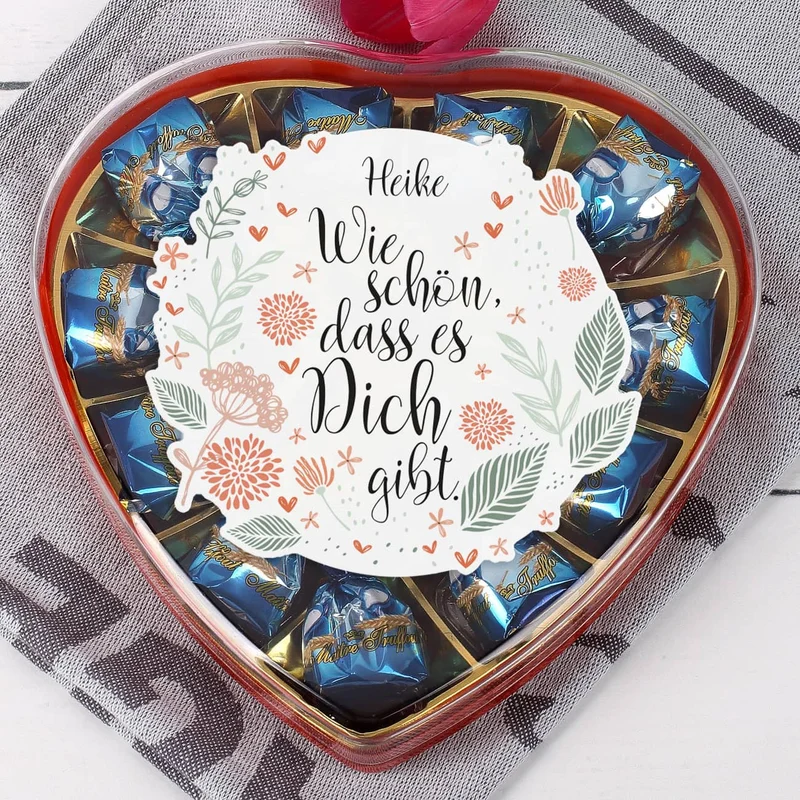 Pralinenherz - Wie schön, dass es Dich gibt - mit Name