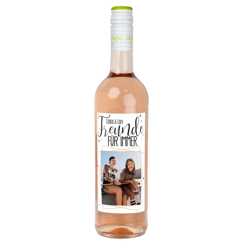 Freunde für immer - Biorebe Wein mit persönlichem Etikett - Rotwein, Weißwein, Rosé