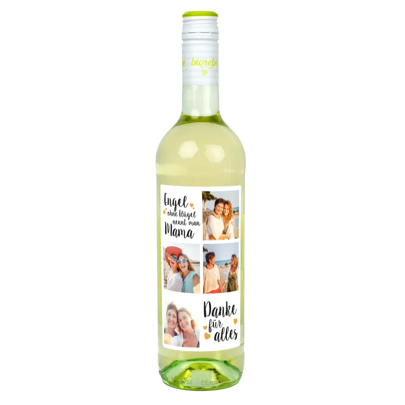 Biorebe Wein - Engel ohne Flügel - mit Ihren 4 Lieblingsfotos personalisiert
