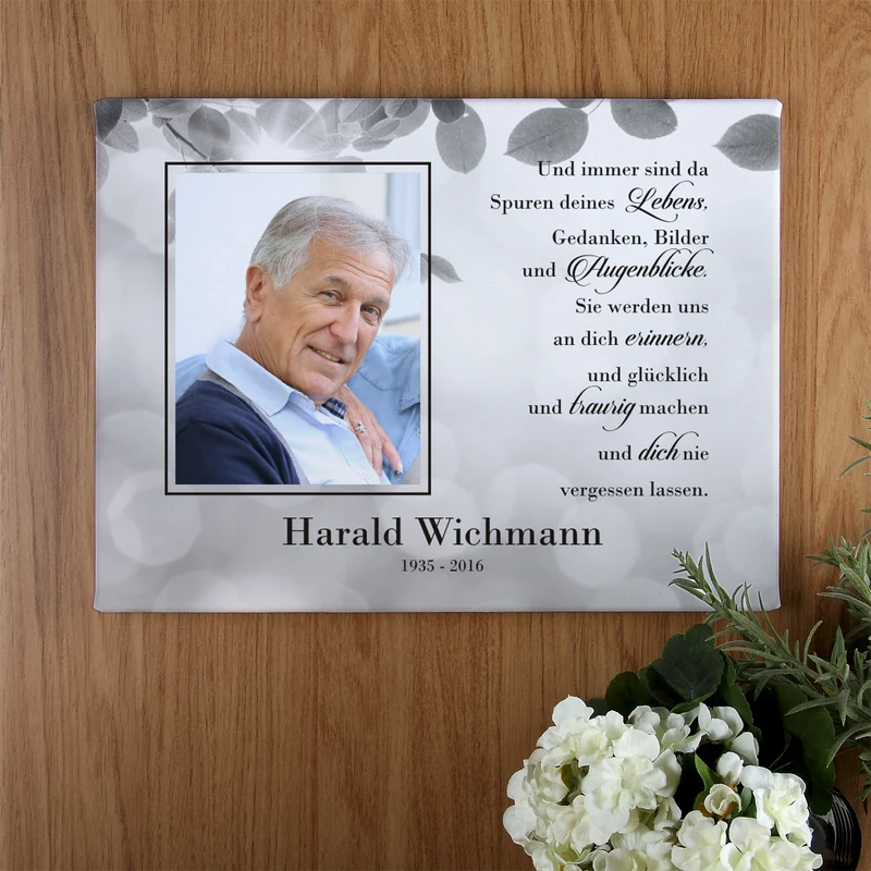 Foto-Leinwand 40 x 30 cm zum Gedenken an einen lieben Verstorbenen