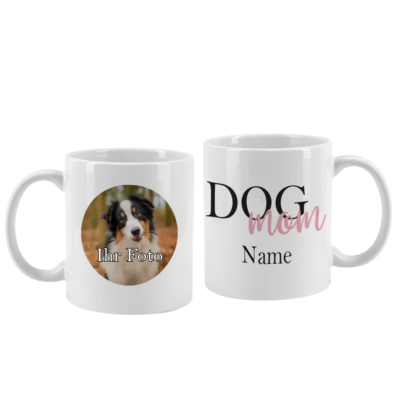 Dog Mom | Dog Dad - Fototasse mit Ihrem Wunschnamen