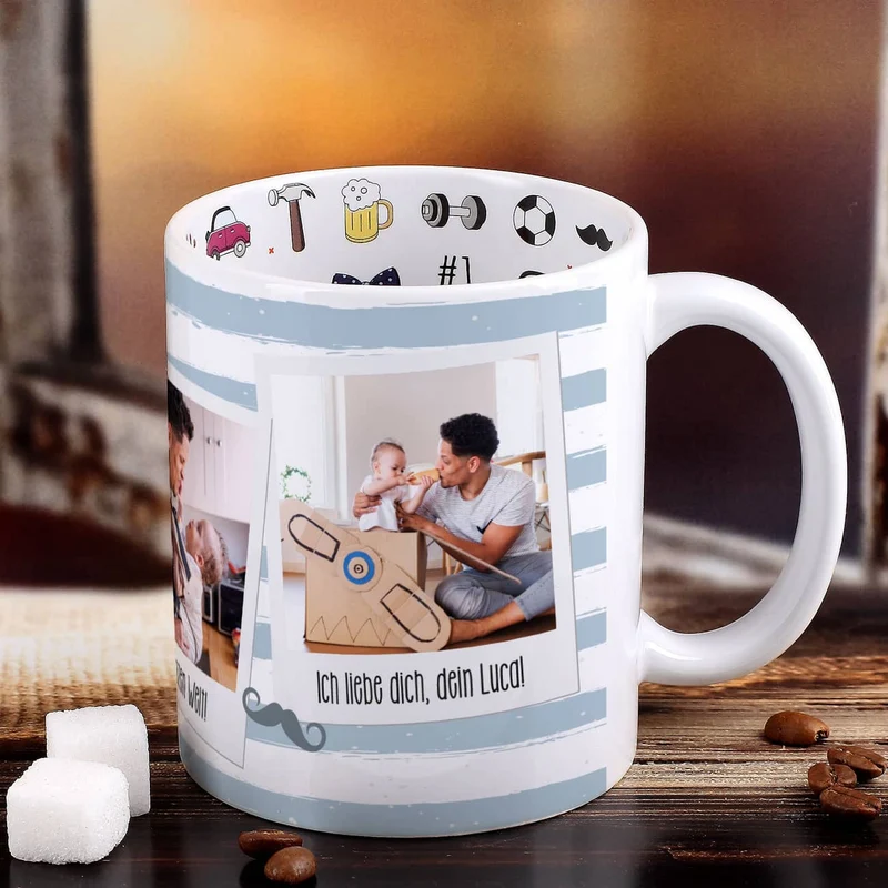 Polaroid Fototasse für den besten Papa der Welt - Innen und außen bedruckt