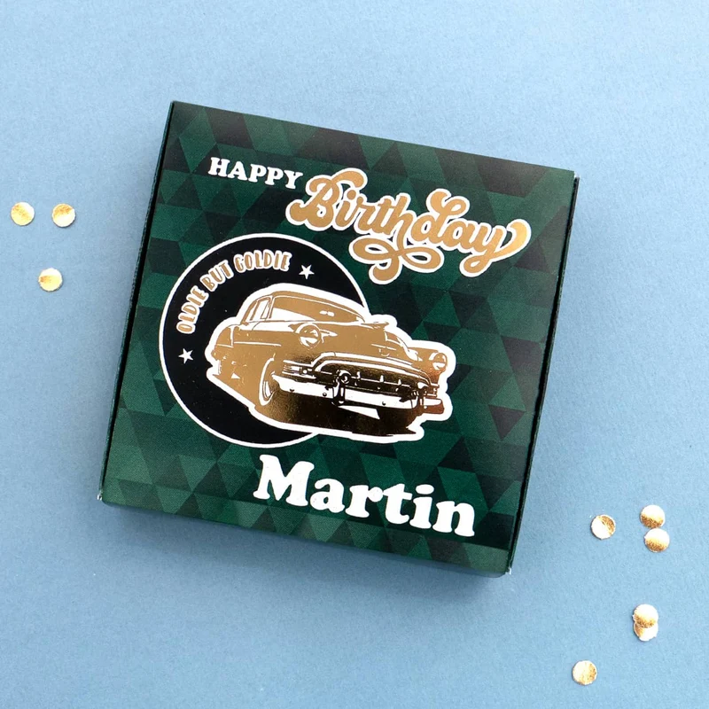 Happy Birthday - Oldie but Goldie - Geldgeschenkbox mit Goldprägung
