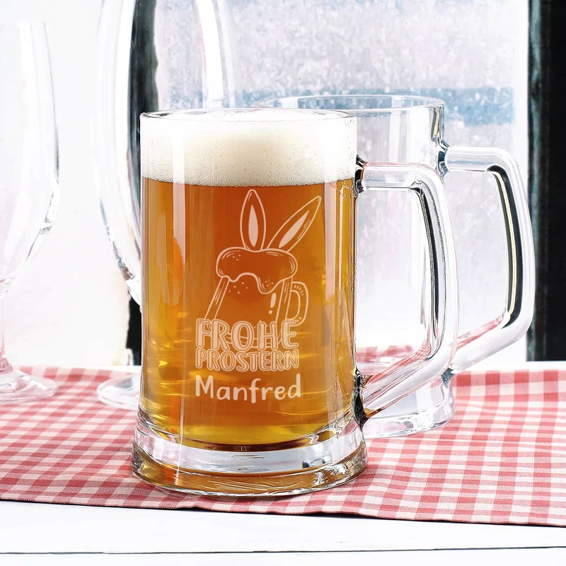Frohe Prostern - Bierseidel mit persönlicher Namensgravur zu Ostern