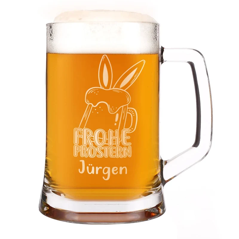 Frohe Prostern - Bierseidel mit persönlicher Namensgravur zu Ostern