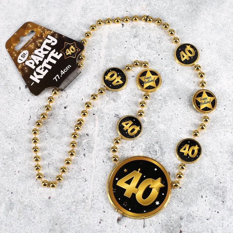 Party-Kette Star in Gold und Schwarz zum 40. Geburtstag