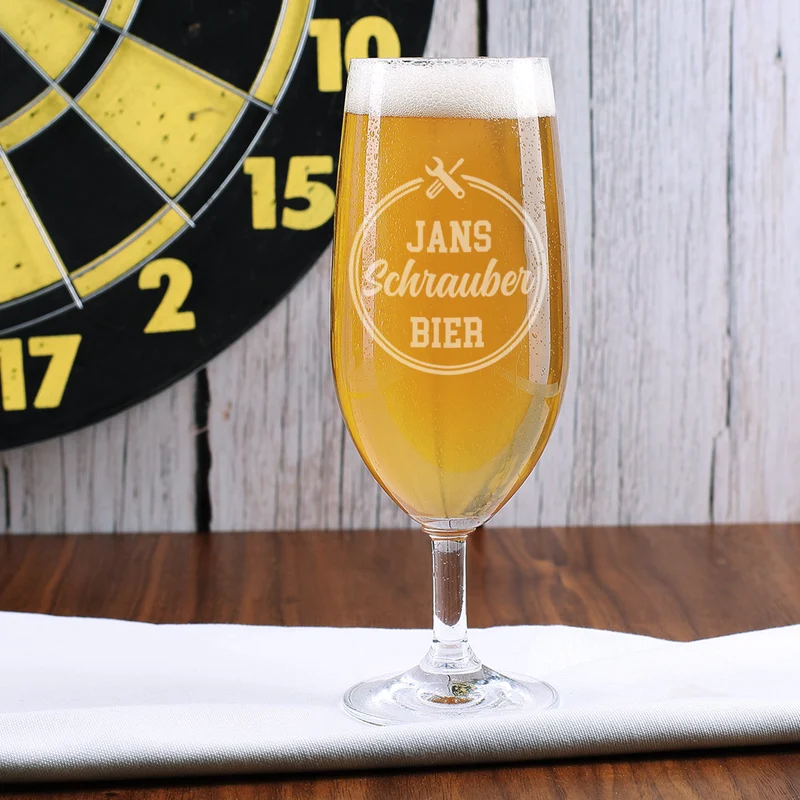 Persönlich gravierte Pilstulpe für das Feierabendbier oder andere Gelegenheiten