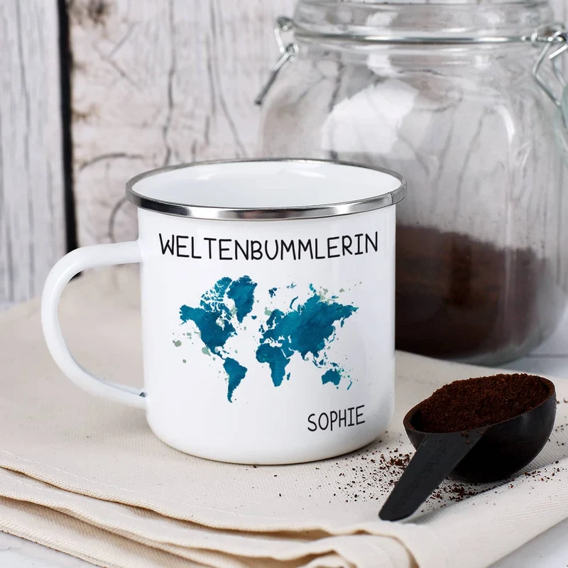 Emaillebecher für Weltenbummler