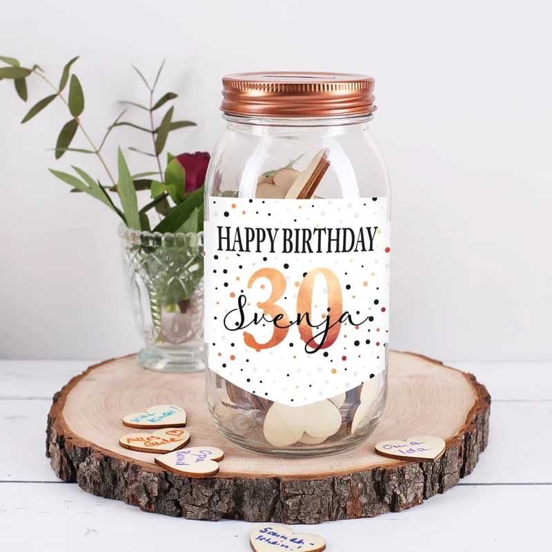 Wunschglas zum Geburtstag mit Name und Alter