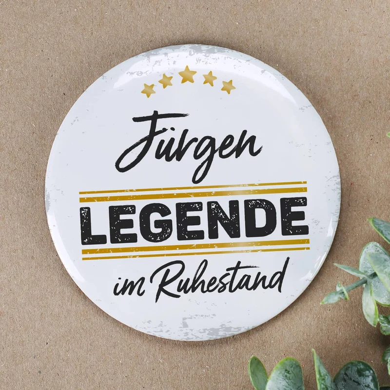 Button - Eine Legende geht in Rente - mit Namensaufdruck in 2 Größen
