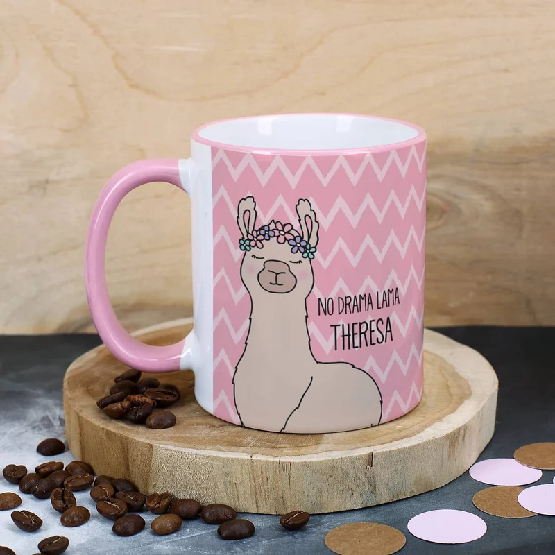 Lama-Tasse mit Ihrem Wunschtext und Namen