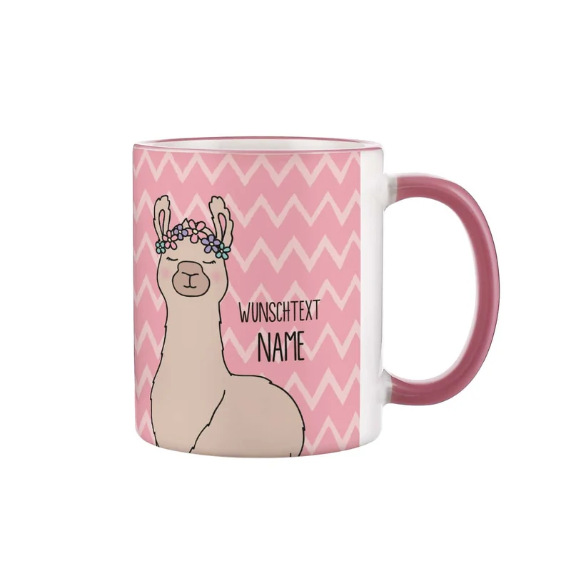 Lama-Tasse mit Ihrem Wunschtext und Namen