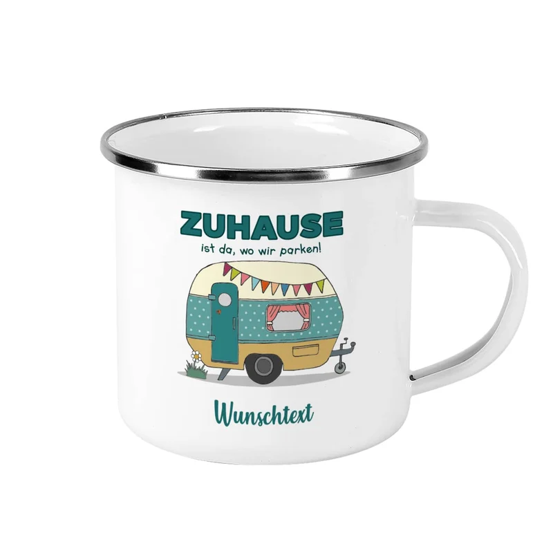 Zuhause ist da, wo wir parken - Emailletasse