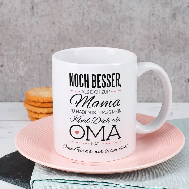 Tasse für die beste Oma mit Spruch und Wunschtext
