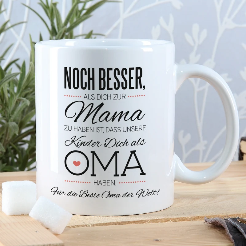 Tasse für die beste Oma mit Spruch und Wunschtext