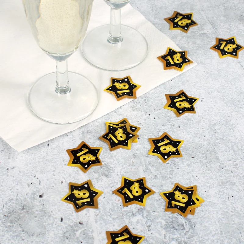 Konfetti zum 18. Geburtstag - Star in Gold und Schwarz