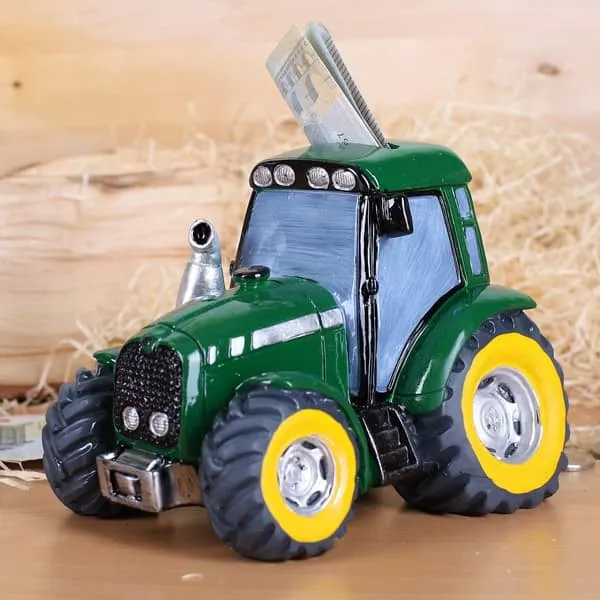 Spardose Traktor in Grün