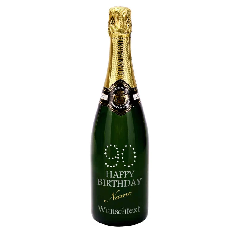 Gravierter Champagner zum 90. MADE WITH SWAROVSKI® ELEMENTS