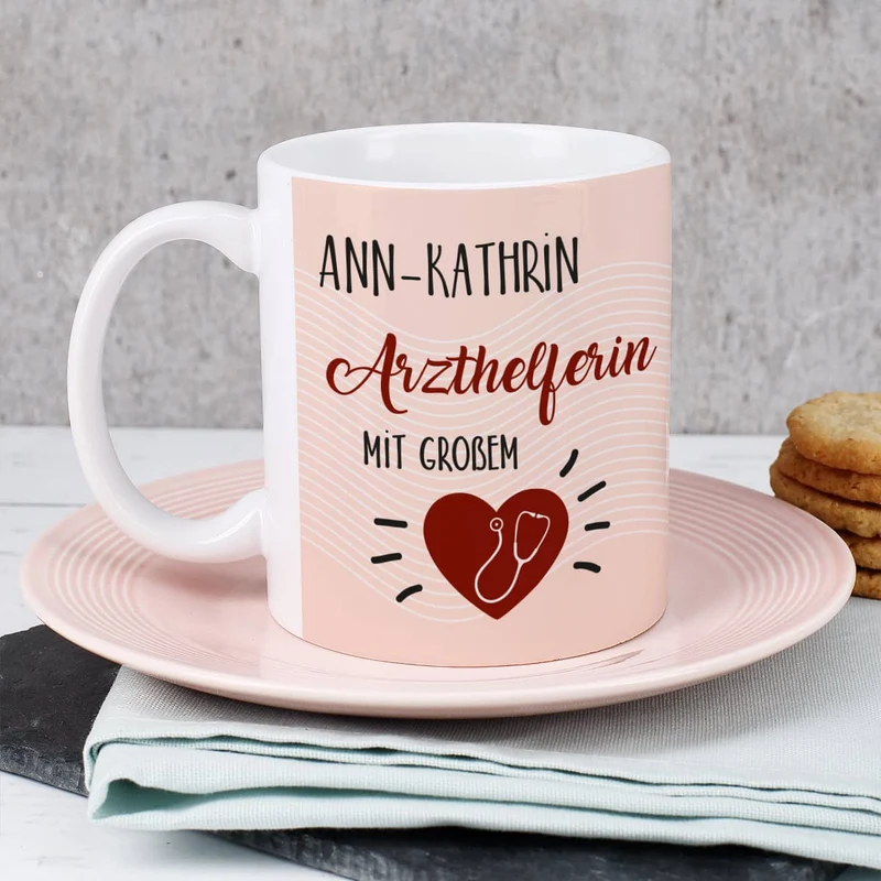 Tasse für eine Arzthelferin mit großem Herz - als Dankeschön