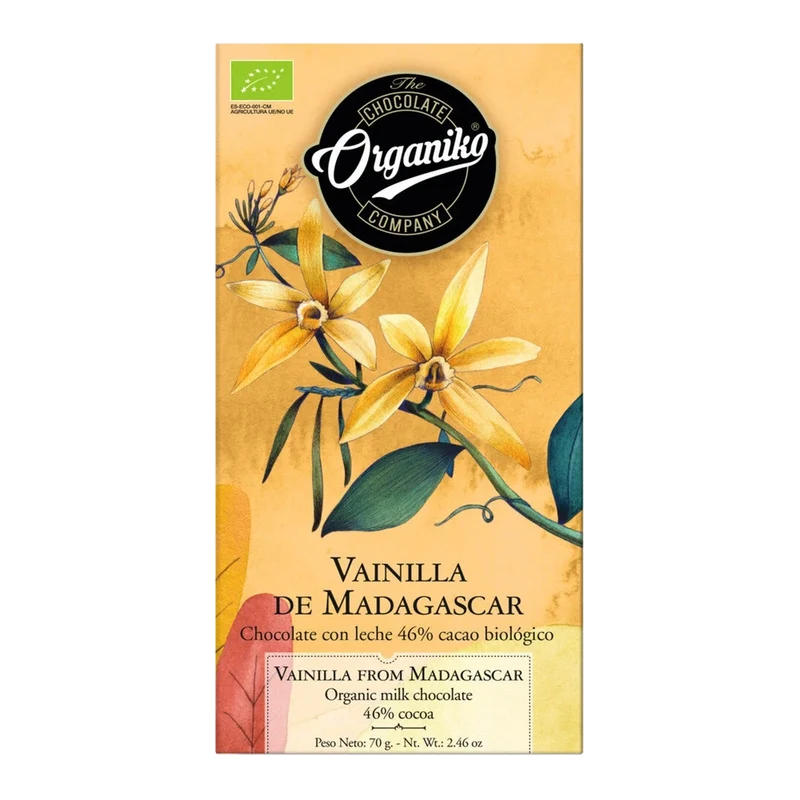 Milk Choc 46% Cocoa Bio + Madagaskar Vanilla, bar