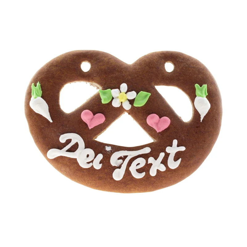 Lebkuchen-Herz in Brezenform mit Wunschtext