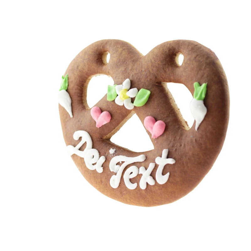 Lebkuchen-Herz in Brezenform mit Wunschtext