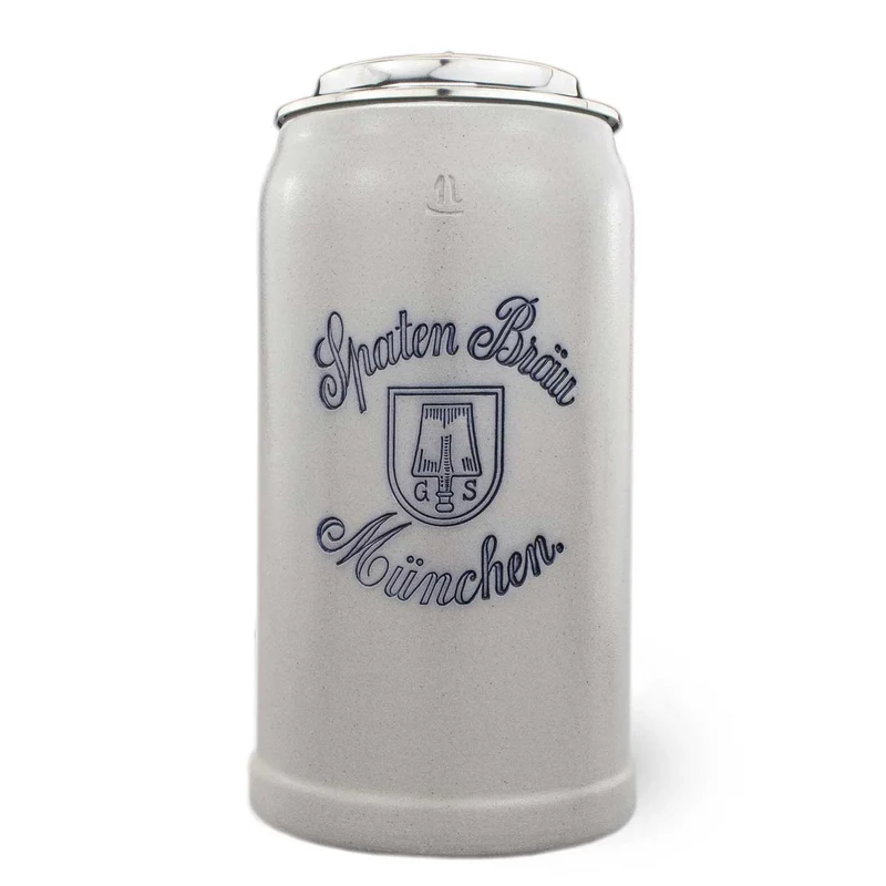 Steinkrug "Spaten-Bräu" salzglasiert mit Zinndeckel