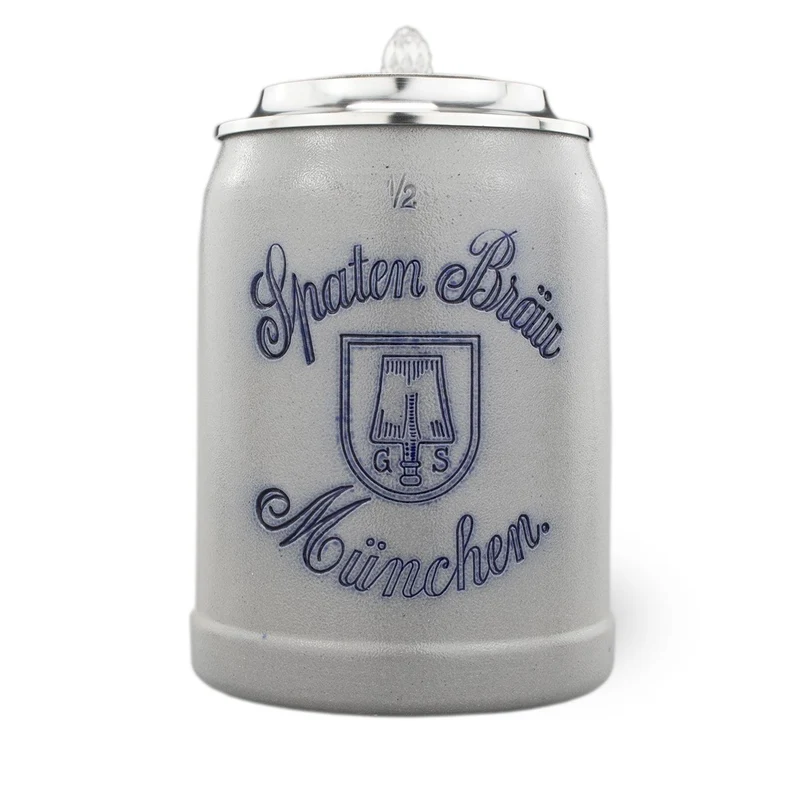 Steinkrug "Spaten-Bräu" mit Zinndeckel