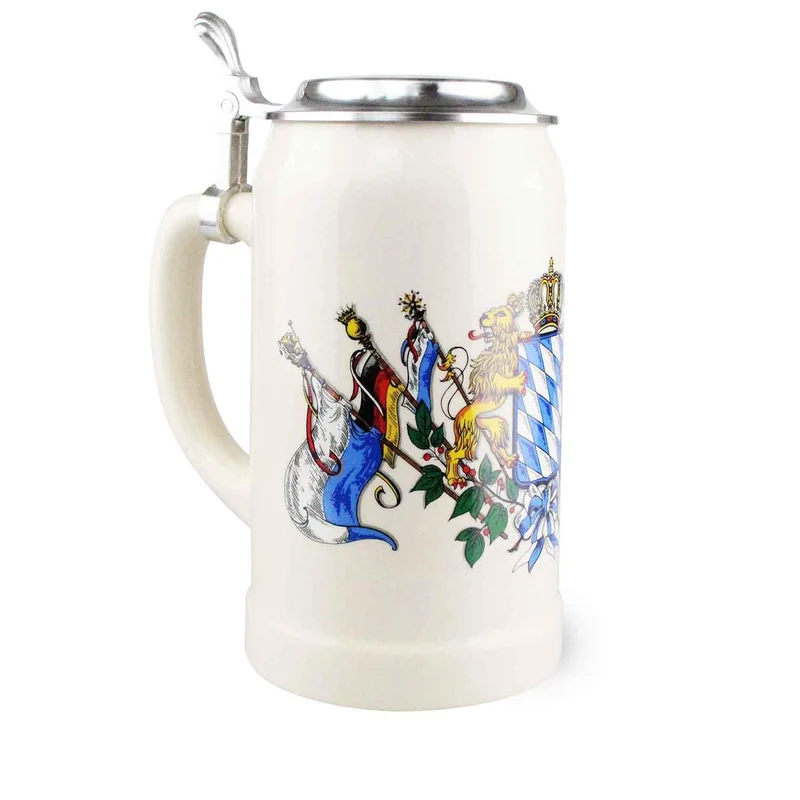 Bierkrug Bayern mit Zinndeckel
