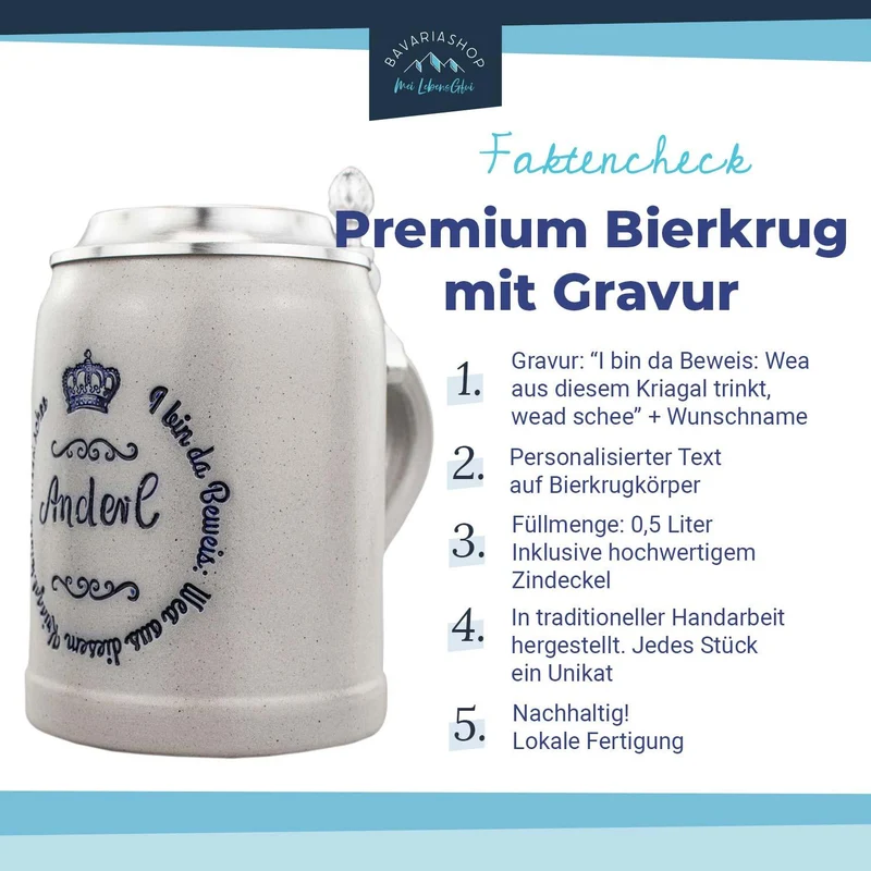 PREMIUM Bierkrug "I bin da Beweis"